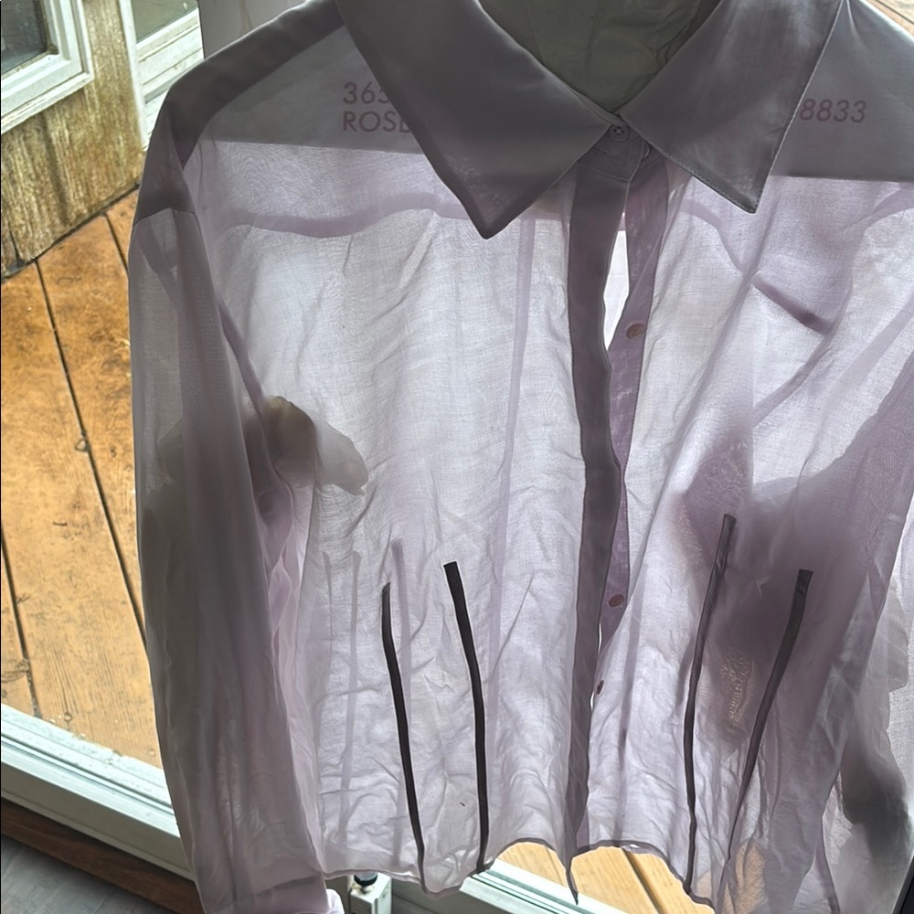 Sheer Lavender Button-Up Blouse